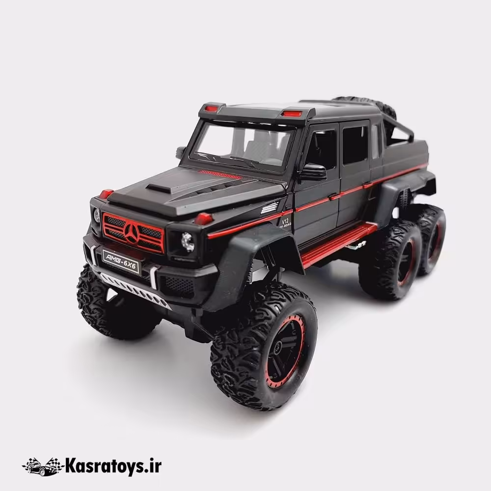 ماشین فلزی مرسدس بنز 6 چرخ چزهی سایز بزرگ مشکی مات