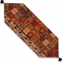 رانرجلو مبلی  مخمل آستر دار طرح  خشتی حاشیه دار سایز  35x105 منگوله دار