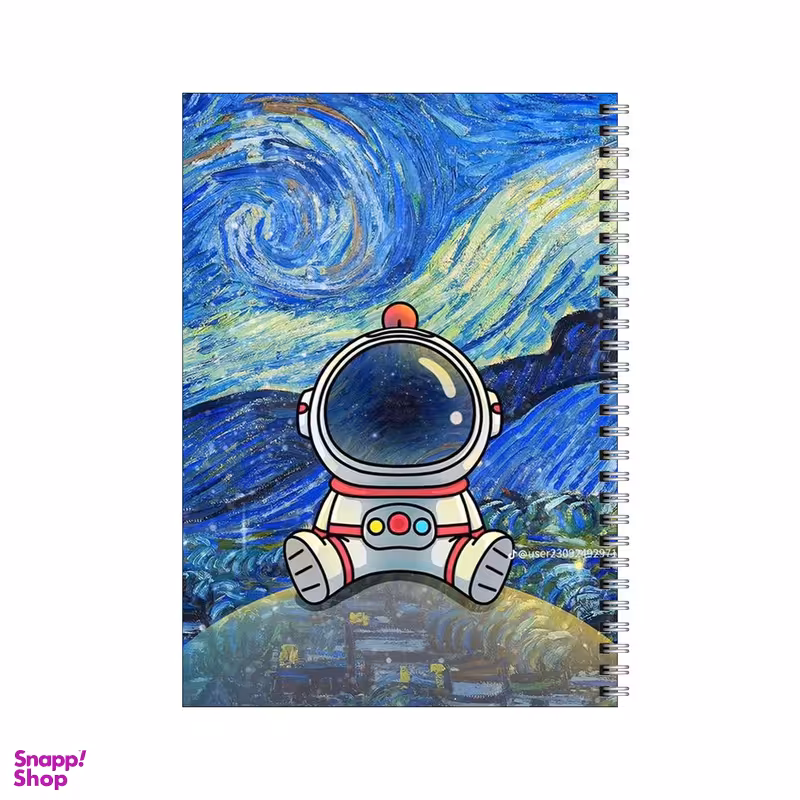 دفتر مشق 100 برگ بامبیلیپ طرح فضانورد در شب ستاره باران کد 7593040