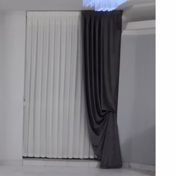 پرده کامل پنجره 2متری مخمل و حریر پلیسه