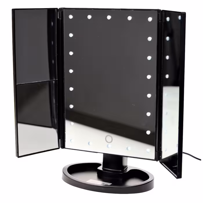 آینه آرایشی رومیزی ال ای دی دار  تاشو درب دار شانگروئی 