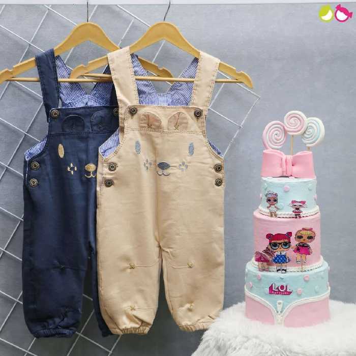 سرهمی پیشبندی طرح خرگوش جنس کتان تقریبا مناسب 2تا4سال