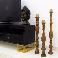 شمعدان تزیینی تمام چوب دکوری کنارسالنی مدل لورنس