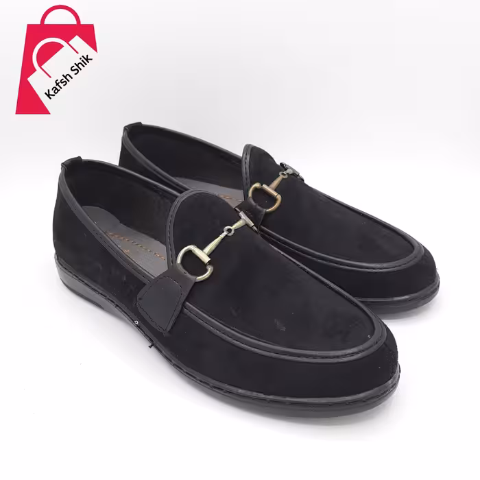 کفش مردانه روزمره و ارزان و شیک مدل کالج قاپاقی رنگ مشکی مخمل سایز های 40 تا 44