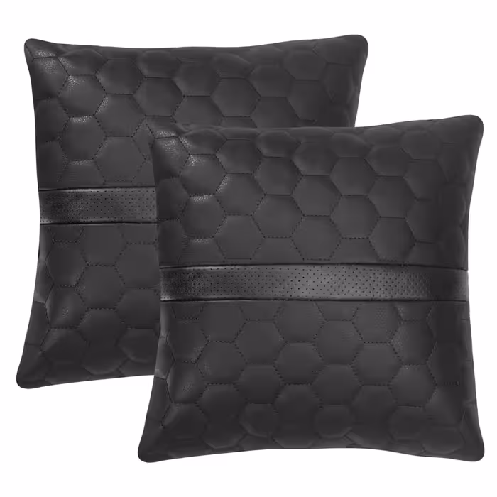 کاور کوسن چرم مشکی خرجکار مشکی  دو عددی