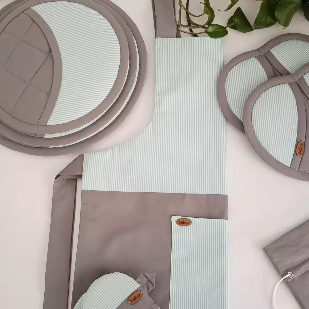 سرویس آشپزخونه 9 تیکه جنس کتان نخ ترک فانتزی خاص