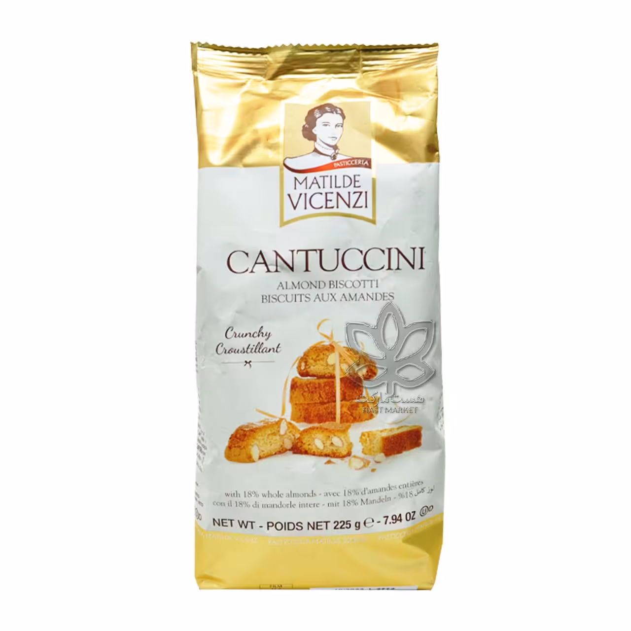 کوکی با تکه های بادام 225 گرم کانتوچینی ویچنزی - vicenzi