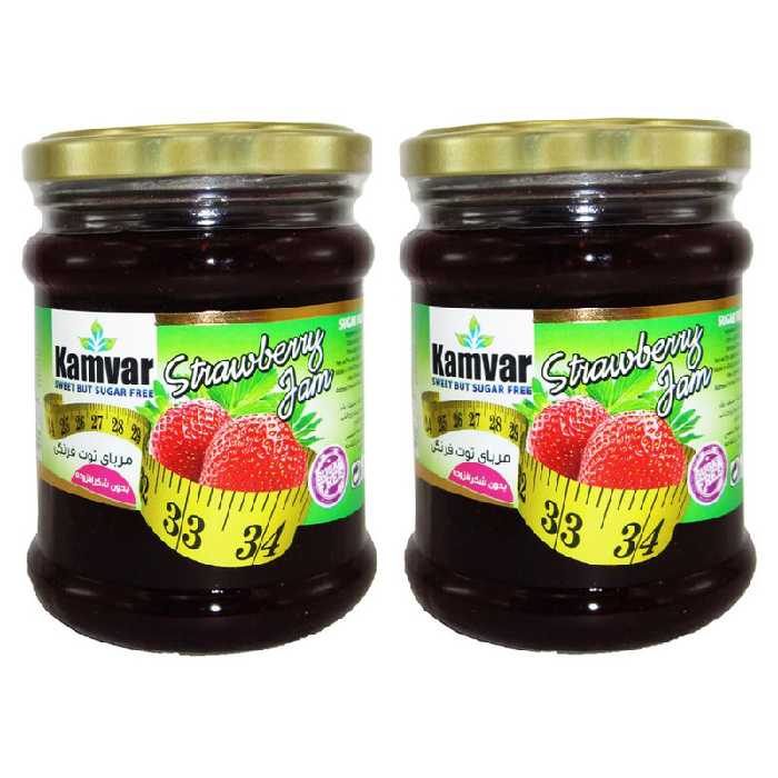 مربا توت فرنگی رژیمی بدون شکر کامور - 280 گرم بسته 2 عددی