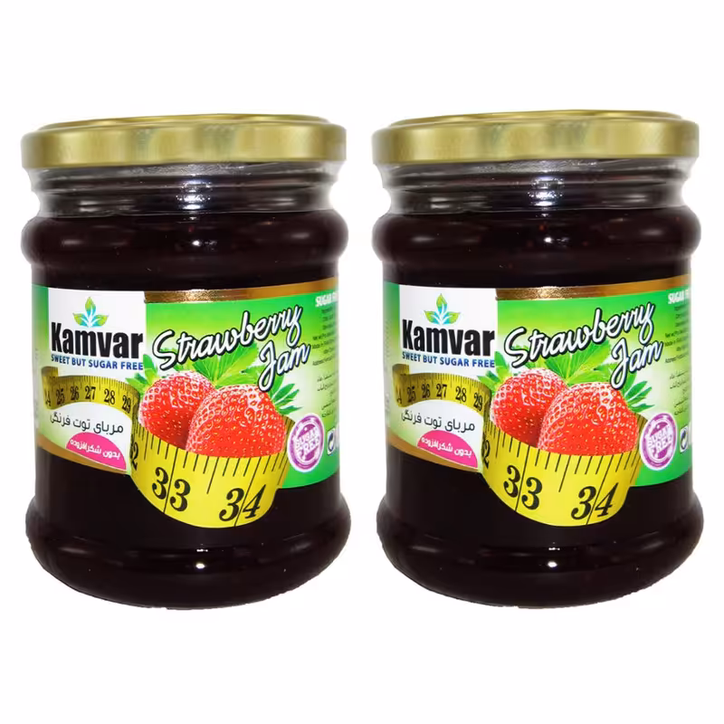 مربا توت فرنگی رژیمی بدون شکر کامور - 280 گرم بسته 2 عددی