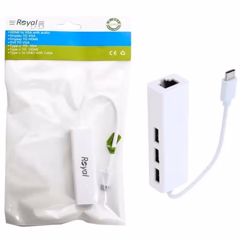 تبدیل Type-C To Lan USB2 رویال Royal