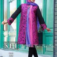 مانتو مجلسی مدل یاس ژاکارد ترک رنگ سرخابی برند SET
