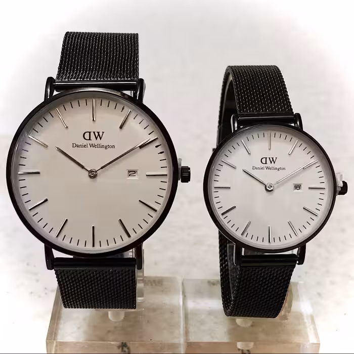 ست ساعت زوجی برند DW دنیل ولینگتون بند حصیری