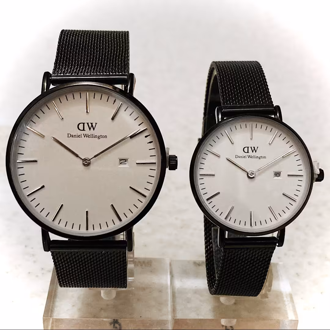 ست ساعت زوجی برند DW دنیل ولینگتون بند حصیری