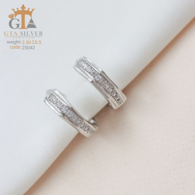گوشواره حلقه ای جدید و شیک نقره با آبکاری طلا کد 25042