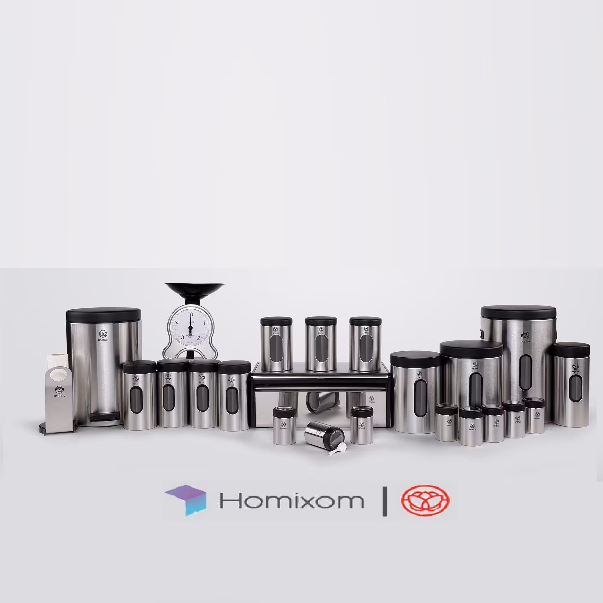 سرویس آشپزخانه اورانوس 23 پارچه استیل خشدار مشکی سنباده ای