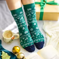 جوراب نیم ساق مدل ژاکارد سبز 