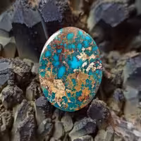 نگین سنگ فیروزه نیشابوری اصل دو رنگ خاص احیا نشده F17