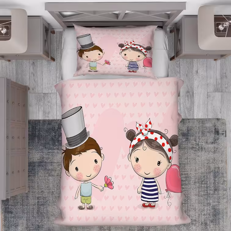 روتختی دختر پسر عروسکی کوچولو با زمینه صورتی PK-5005