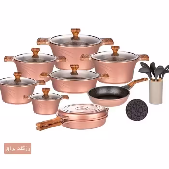 سرویس قابلمه کاندید 23پارچه چدن تیتانیومCANDID رنگ رزگلد (ارسال رایگان وفوری)باضمانت