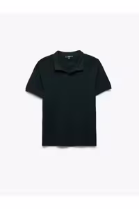 تی شرت یقه پولو سبز مردانه پارچه آستین کوتاه پنبه چوگان YAKA SLIM FIT T Koton