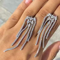 گوشواره نقره زنانه مدل آویز  با روکش طلا سفید  کد 30
