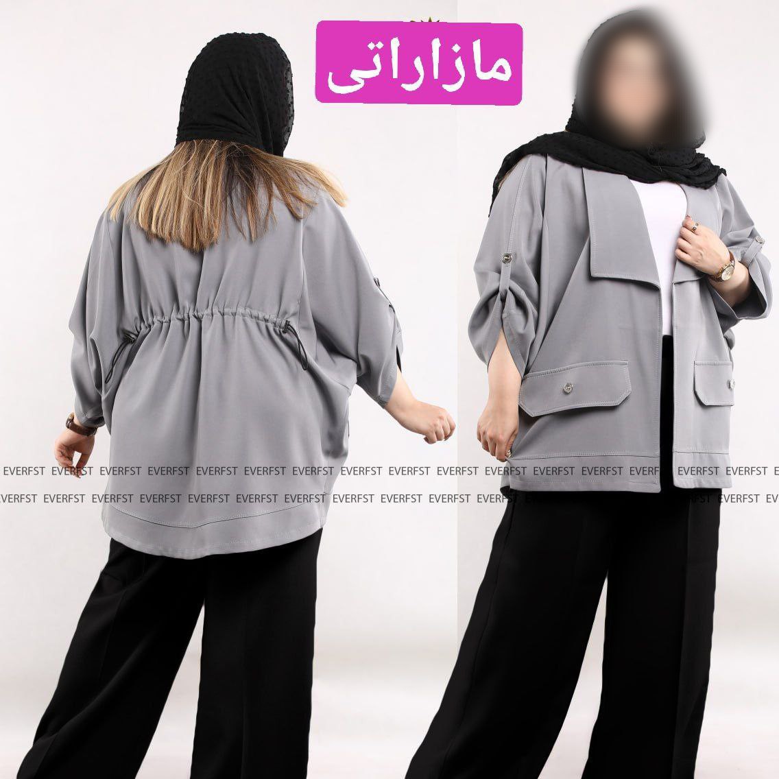 مانتو بندی قواره دار سایز بزرگ جنس مازراتی فری سایز تا 60