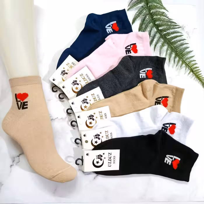 جوراب نیم ساق  لاو بوکله جین دوازده جفتی ریزبافت و مستقیم از تولیدی