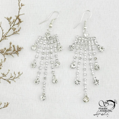 گوشواره مجلسی آویز نگین اتمی با کد 12628