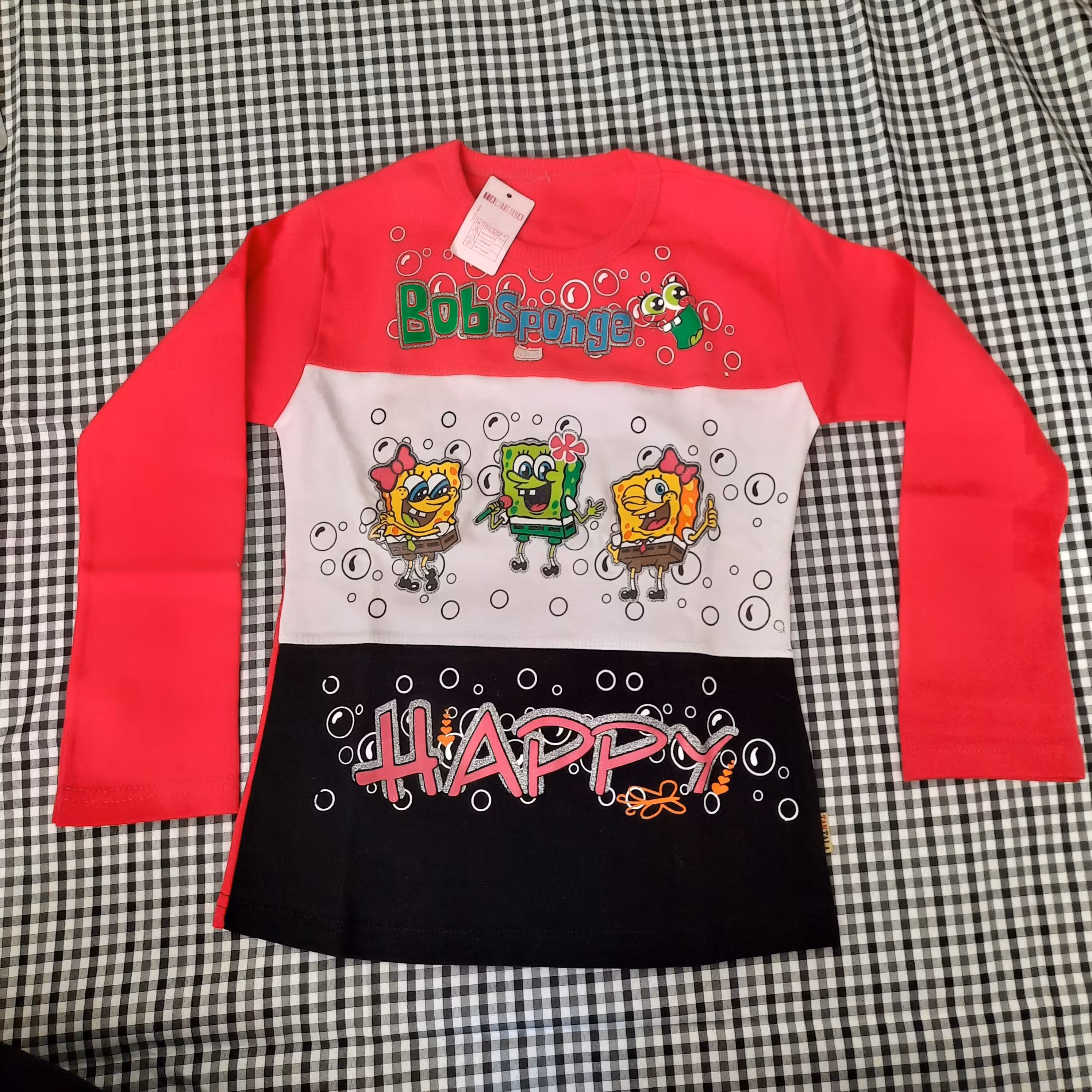 بولوز آستین بلند دخترانه باب اسفنجی