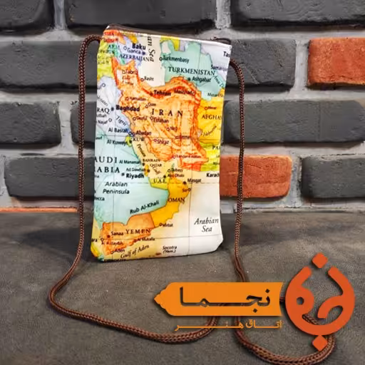 کیف موبایل مخمل کوبیده طرح نقشه کد D16