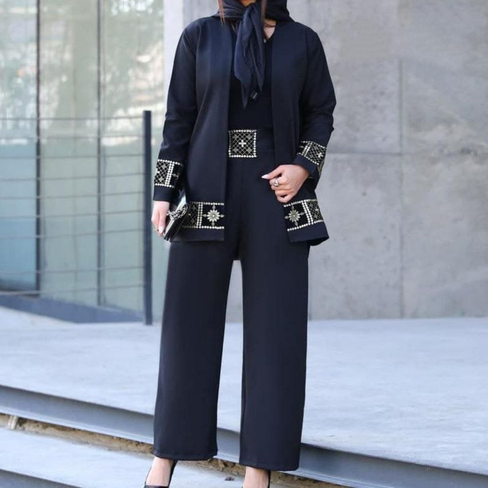 ست مانتو و شلوار زنانه رنگ مشکی