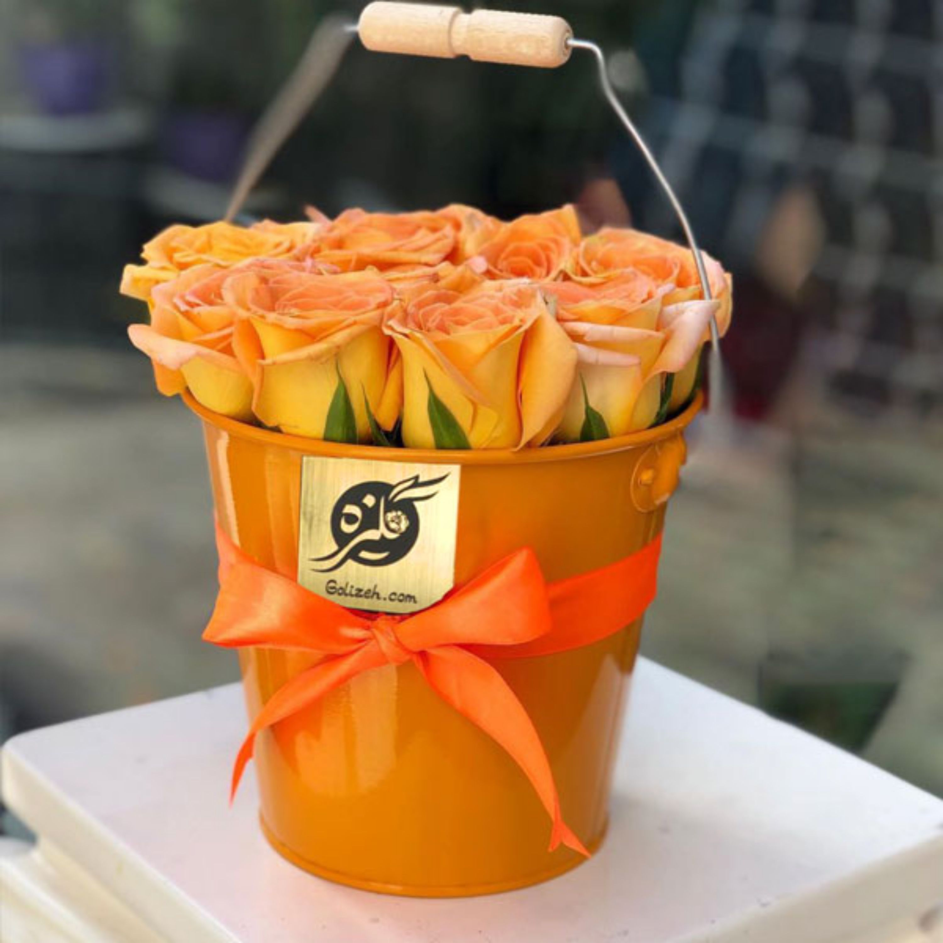 باکس گل فلزی رز نارنجی