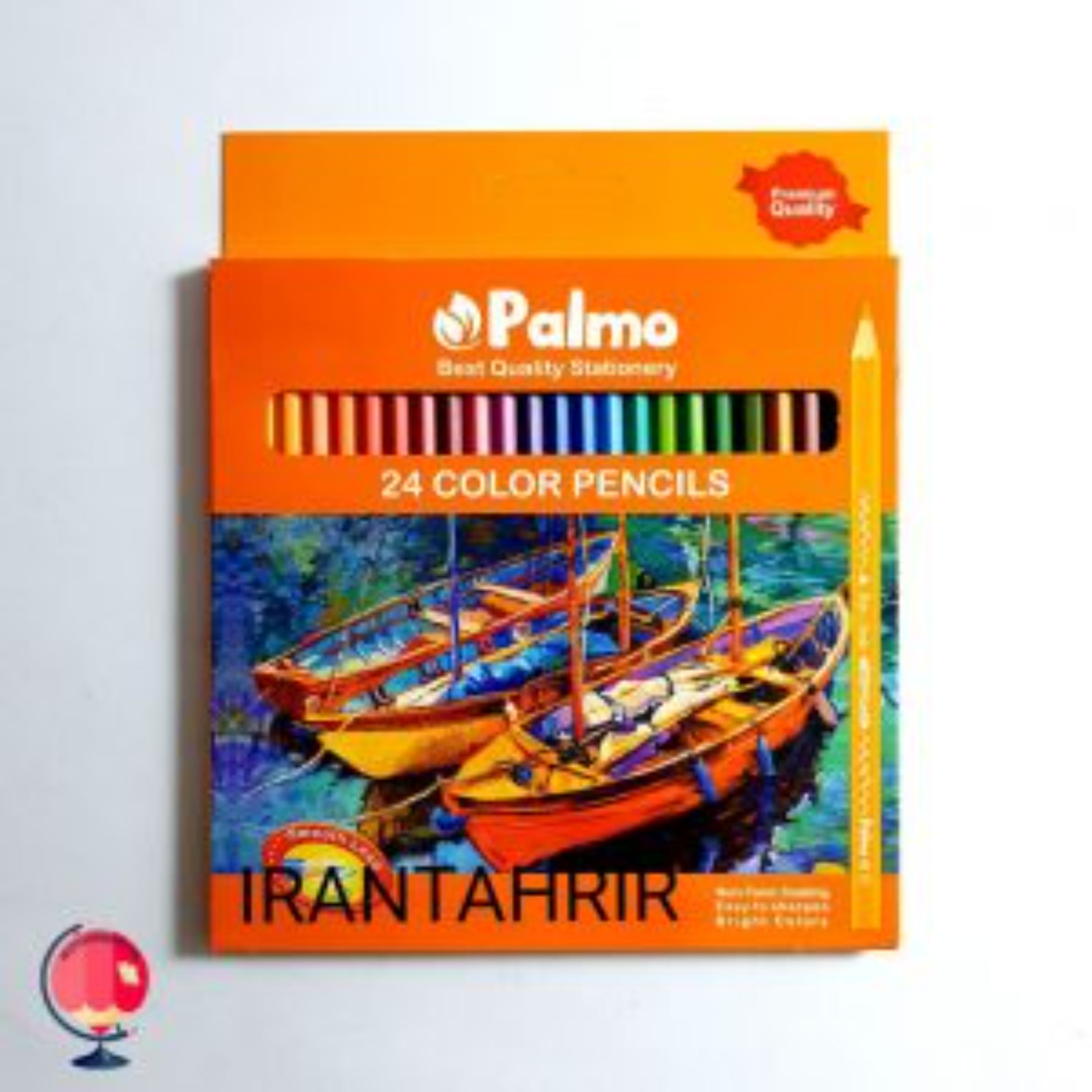 مداد رنگی 24 رنگ پالمو جعبه مقوایی نارنجی کد 1332