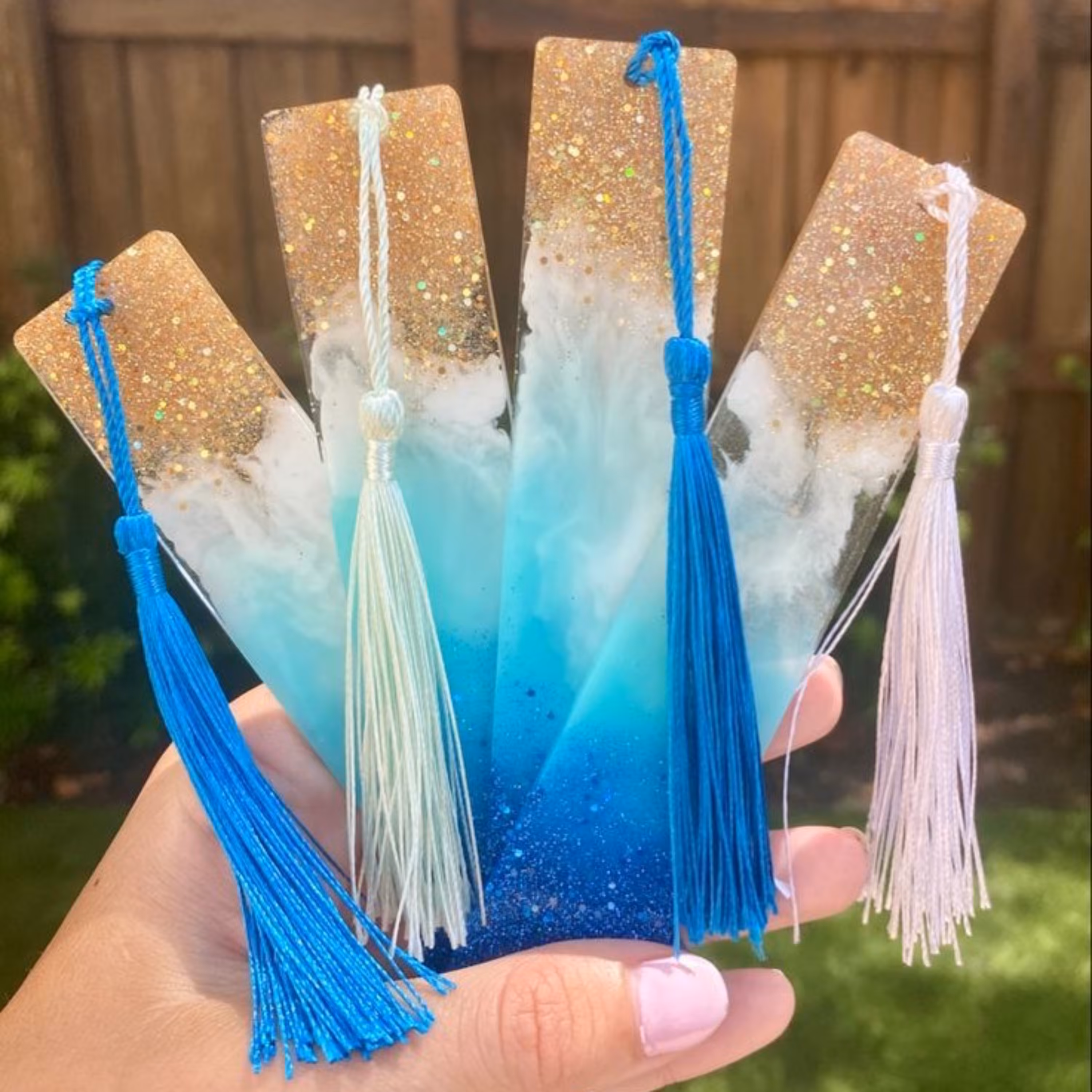 بوکمارک دریایی ( نشانگر کتاب) با شن و صدف های طبیعی دریایی بسیار زیبا