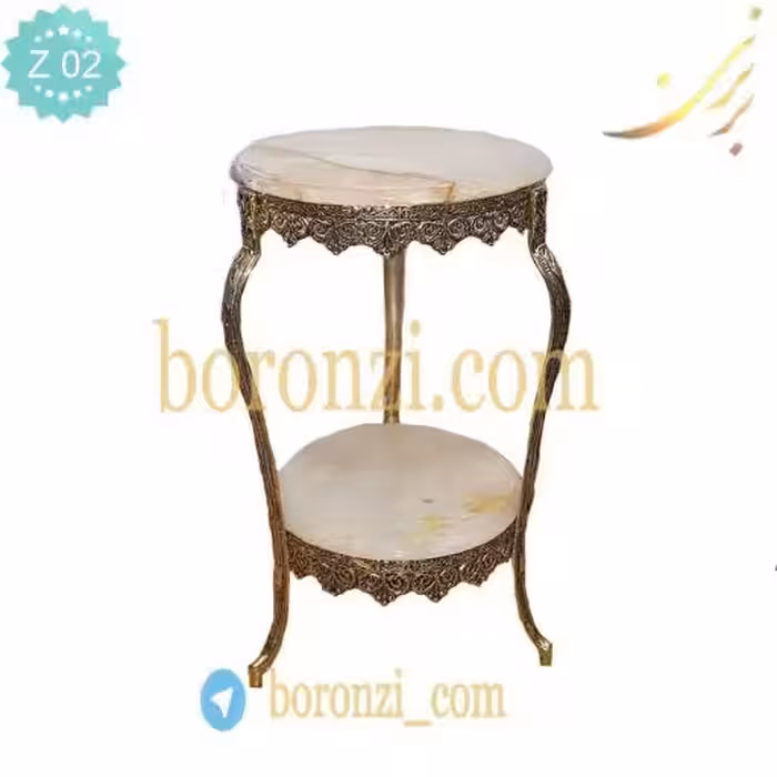 میز تلفن دو طبقه برنزی گنبد