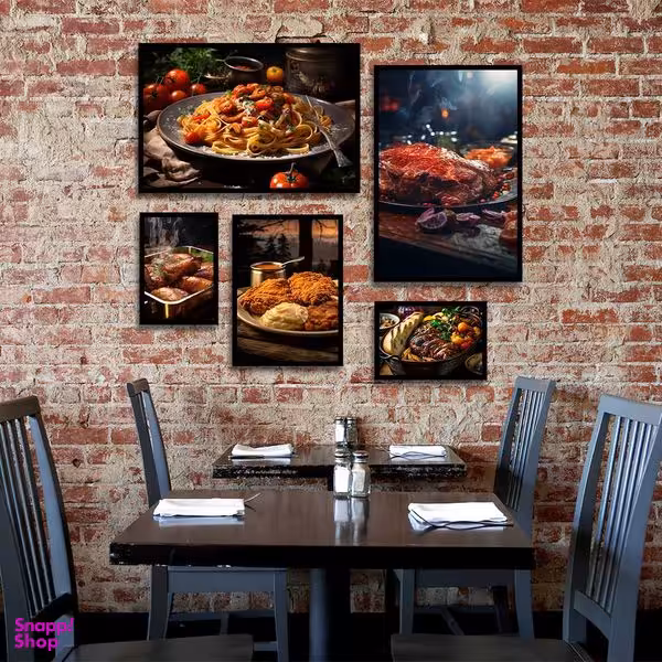 تابلو بکلیت طرح رستوران و مرغ و گوشت سوخاری مدل B-1364 مجموعه 5 عددی