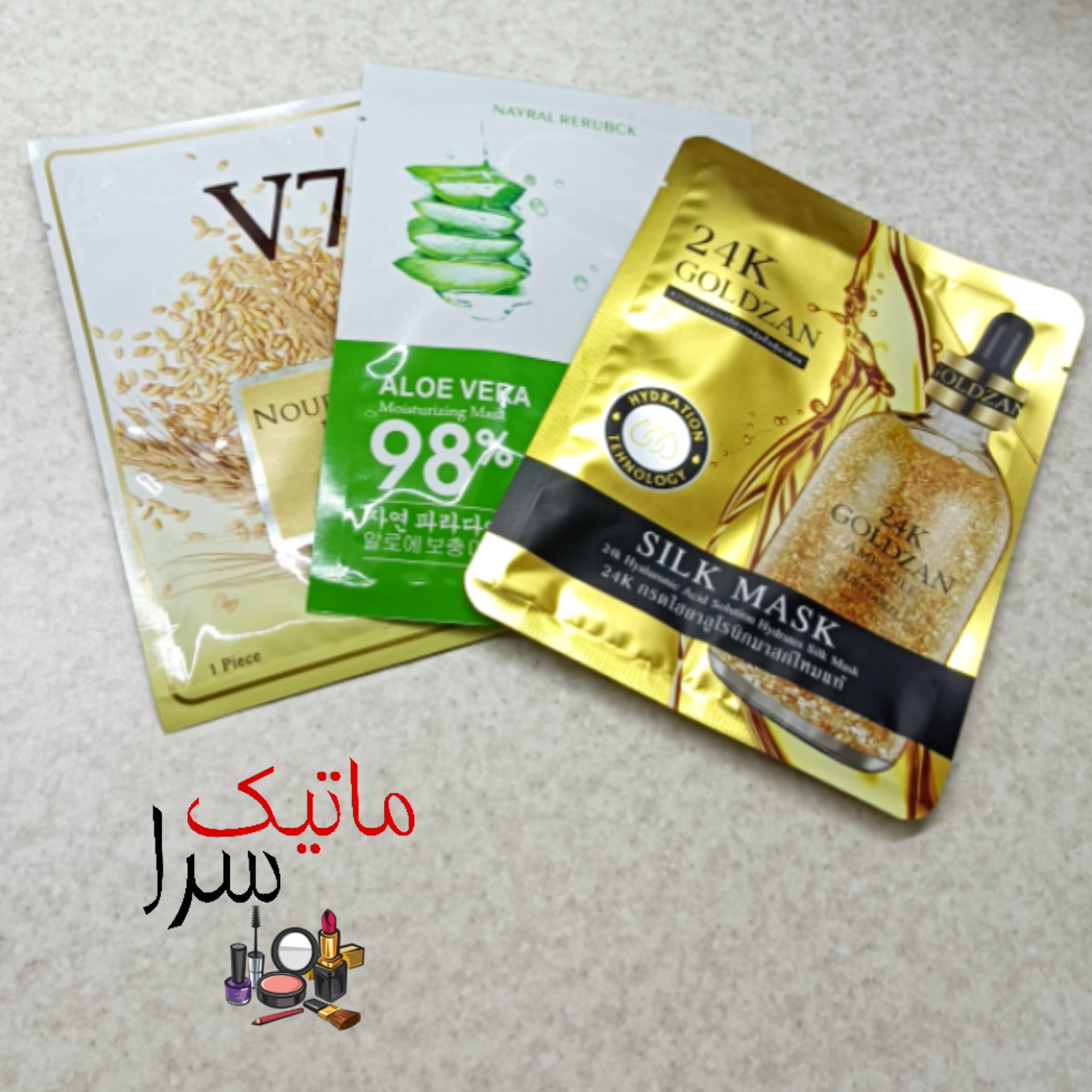 ماسک ورقه ای صورت ، ماسک آلوورا ، طلا ، جوانه گندم 