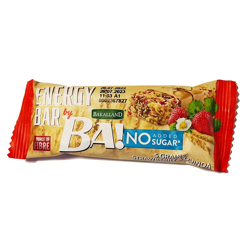 انرژی بار طعم توت فرنگی و 5 غله و مغزیجات بسته 5  عددی باکالند (30 گرم) بدون تاریخ