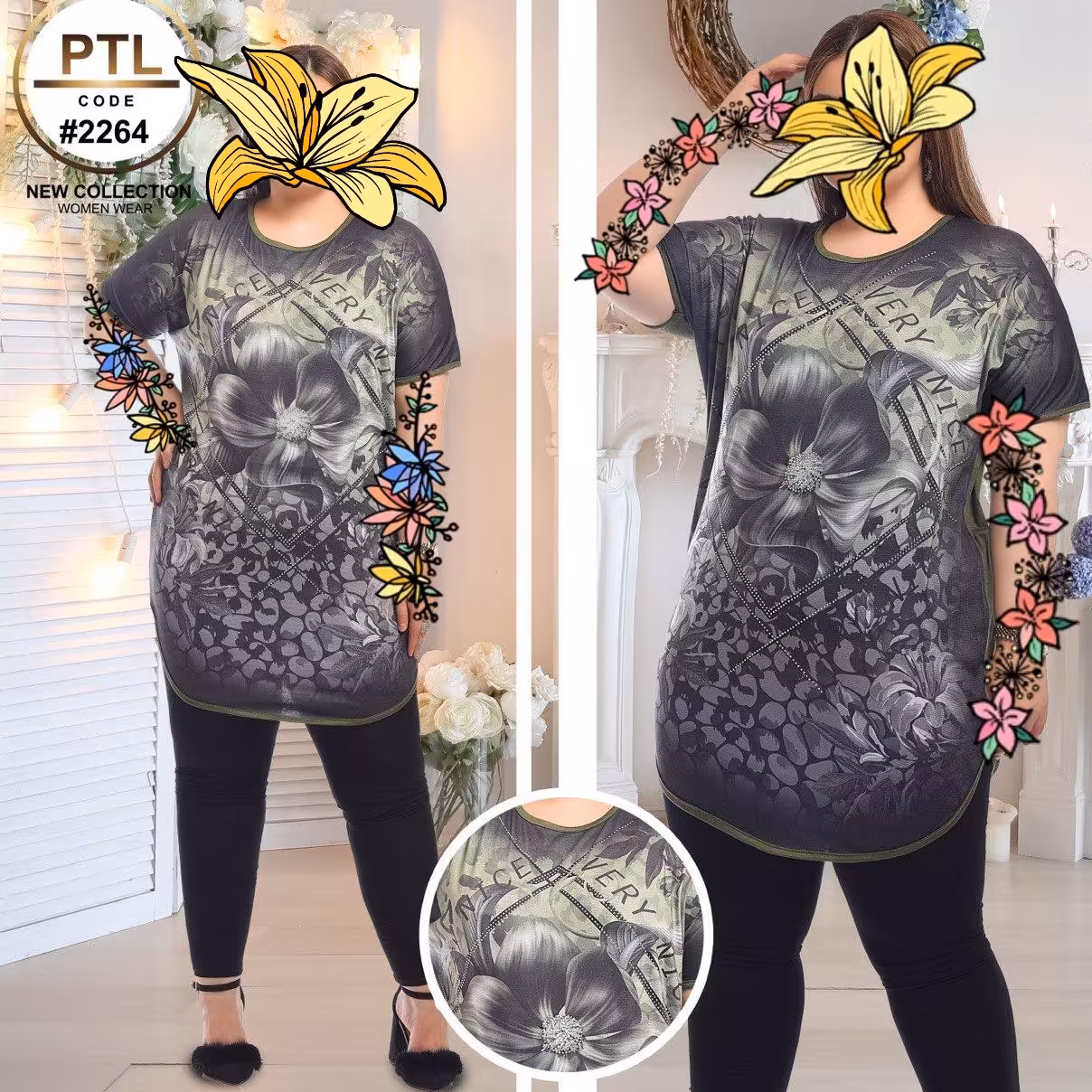 تونیک یا تیشرت زنانه سایز بزرگ آستین کوتاه یقه گرد
فری سایز مناسب برای سایزهای 46 تا 55 الی 60
جنس ویسکوز لاکرا صد در صد