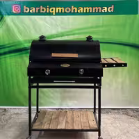 باربیکیو گازی محمد 80 سانتی  12 شعله با چدن 6ضلعی  کباب پز  منقل  کبابپز  رویه چدنی پایه دار با درب گنبدی و توری گریل