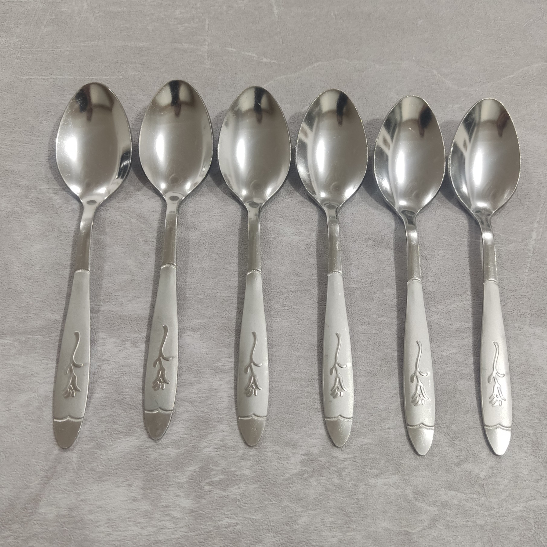 قاشق مرباخوری خوری طرح گل میخک بسته 6عددی ضخامت 2 میل و طول 14سانت