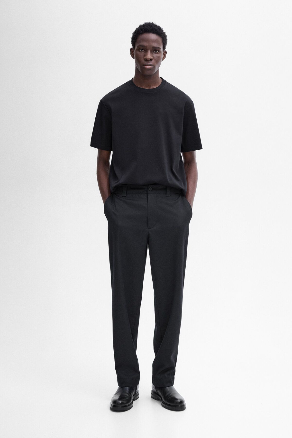 تی شرت آبی مردانه برش بزرگ 100 ٪ پنبه Massimo Dutti