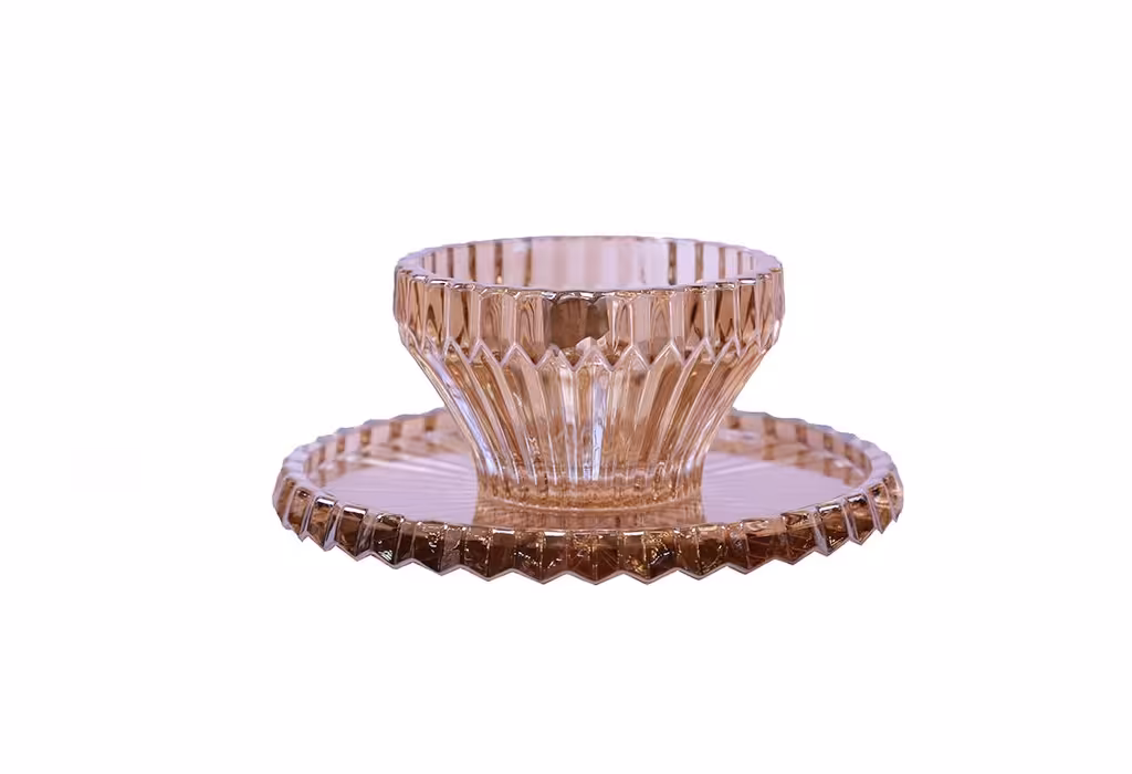 پیاله و پیش دستی کریستال اف ام اف