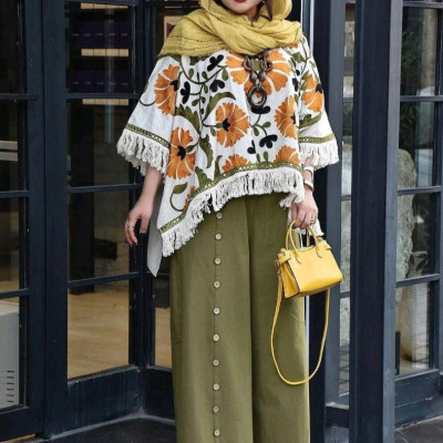 ست پانچو هندی درجه یک شیک وجدید