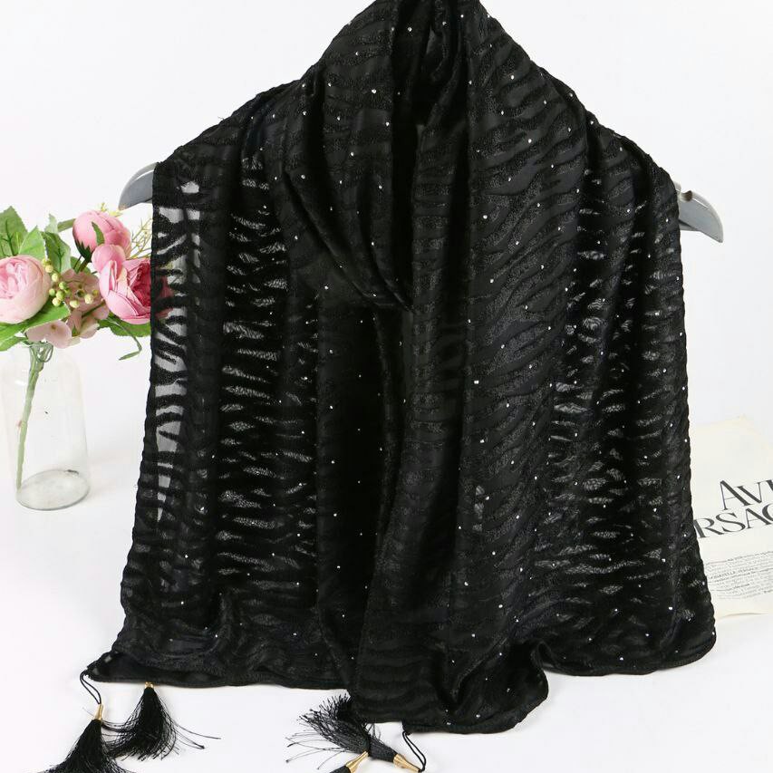 شــال مشکی نگینی مجلسی