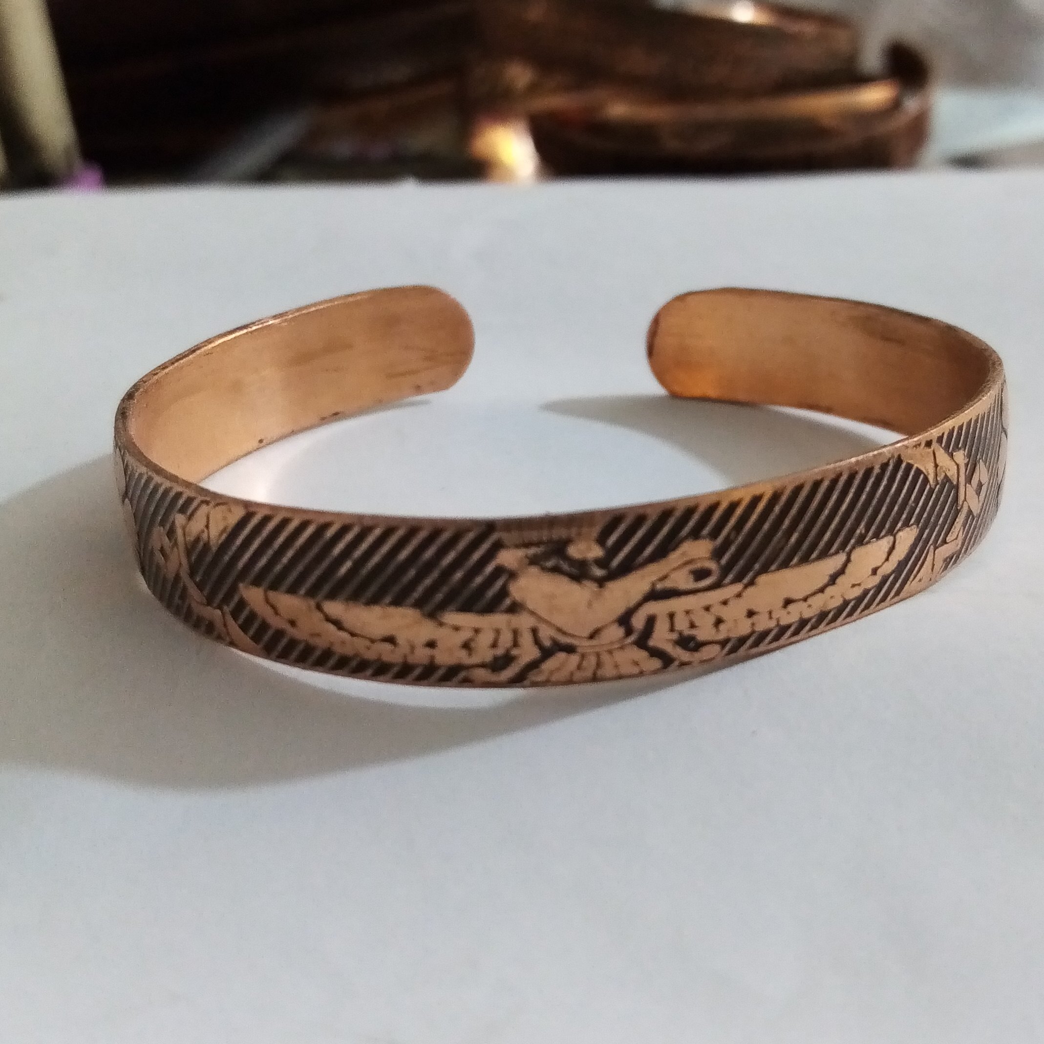 دستبند مسی خالص طرح دار