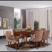 میز ناهارخوری  شیک نیوچستر  4 نفره کرم رنگ چوب راش برند کارما ارسال بصورت باربری و پس کرایه