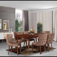 میز ناهارخوری  شیک نیوچستر  4 نفره کرم رنگ چوب راش برند کارما ارسال بصورت باربری و پس کرایه