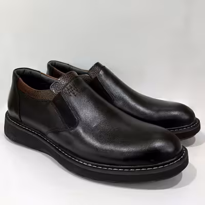 کفش مردانه چرم طبیعی روزمره واداری طبی و راحت رنگ مشکی مدل آفاق سایزبندی 40 تا 44