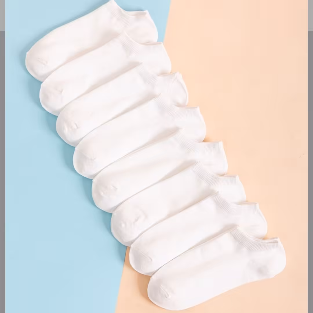 جوراب مچی سفید ساده جنس نخ پنبه آنتی باکتریال ضد حساسیت ضد بو و تعریق 